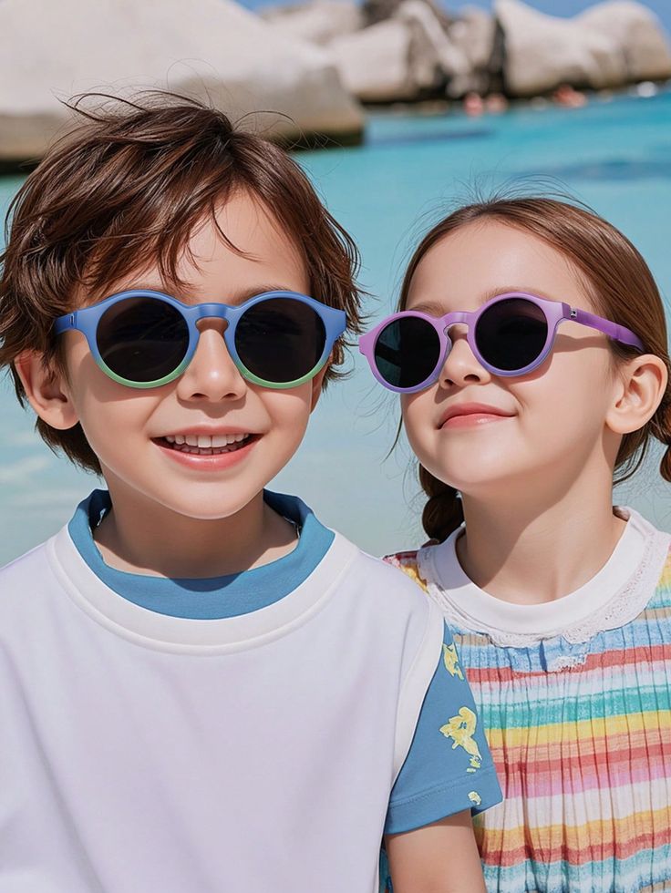 1 pair children's oval frame fashion glasses, made of tr material, novel and style, rich in color, suitable for boys and girls as daily decoration, holiday, travel, party, and photography props
